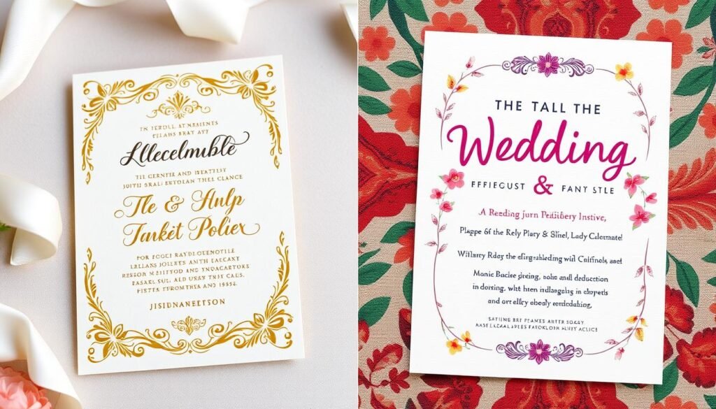 Formal and informal wedding invitations