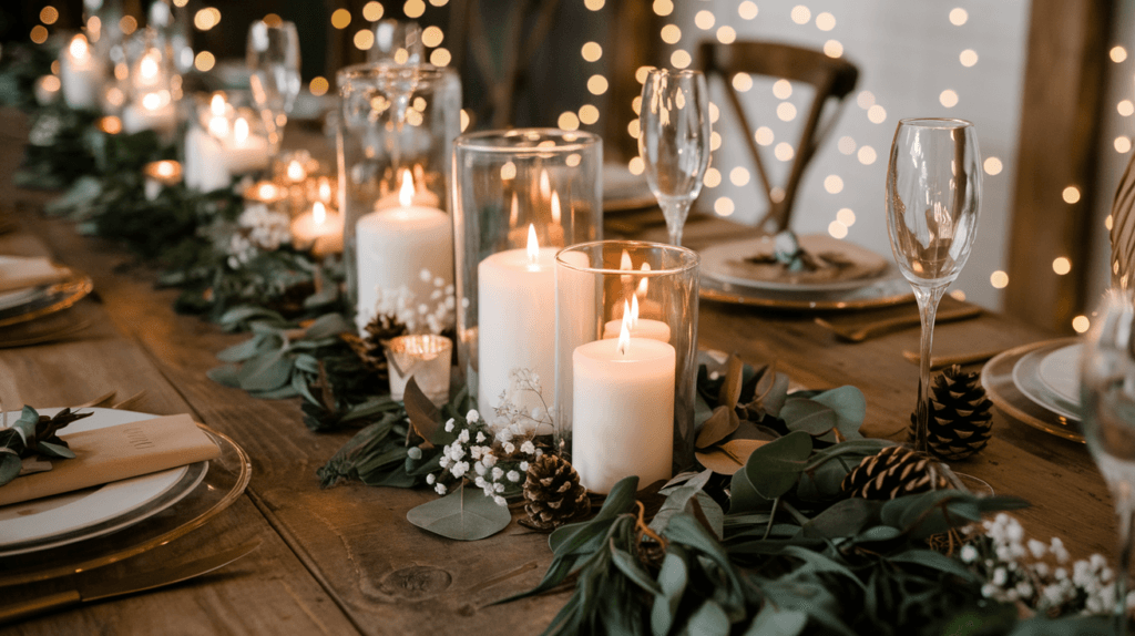 elegant engagement party decorations DIY decor for Engagement Party - Candles and Greenery