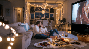 indoor picnic romantic staycation home honeymoon