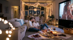 indoor picnic romantic staycation home honeymoon