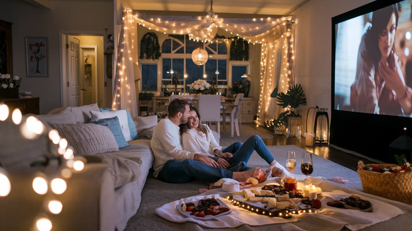 indoor picnic romantic staycation home honeymoon