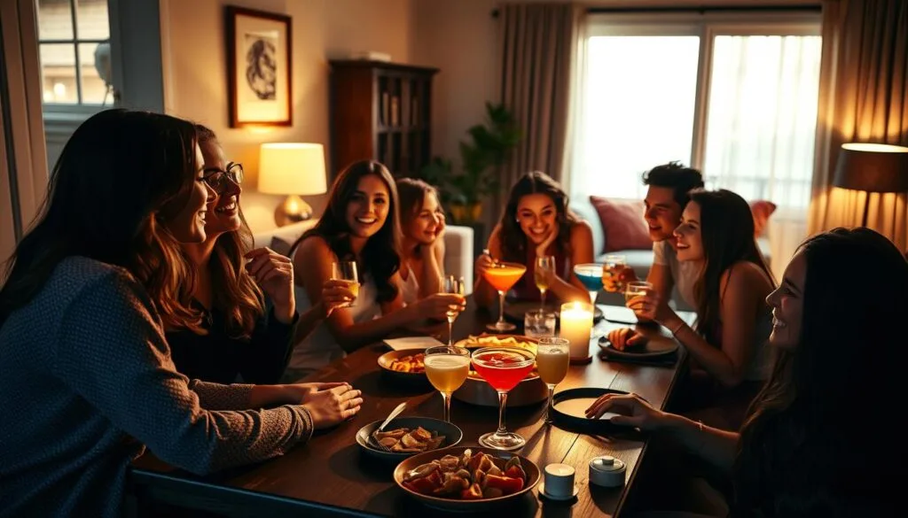 Bachelorette Games to Make Your Party a Blast - A group of friends gathered around a table, playing a lively game of truth or dare. 