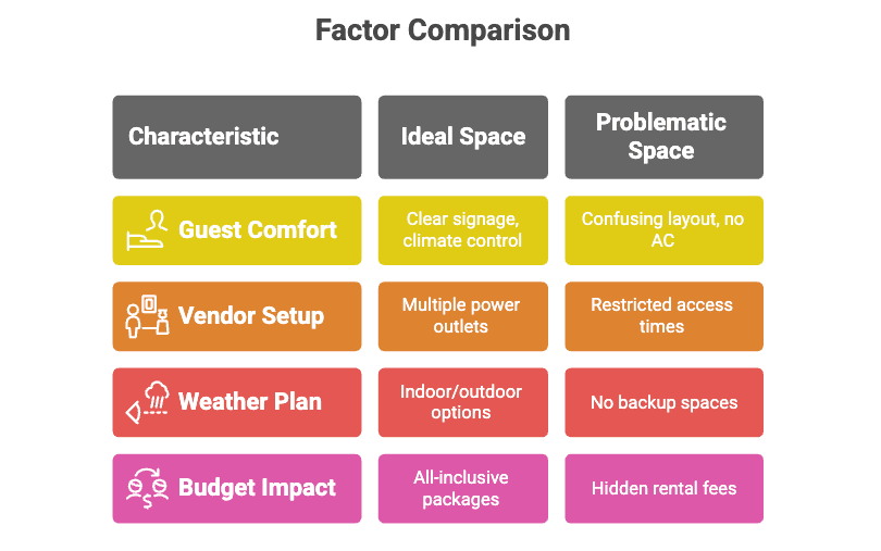 My Wedding Journey - How to spot wedding venue red flags - Factor Comparison